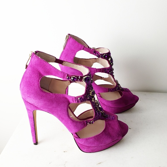 NWOT Vince Camuto Crystal Embellished Heels Berry - Picture 3 of 6